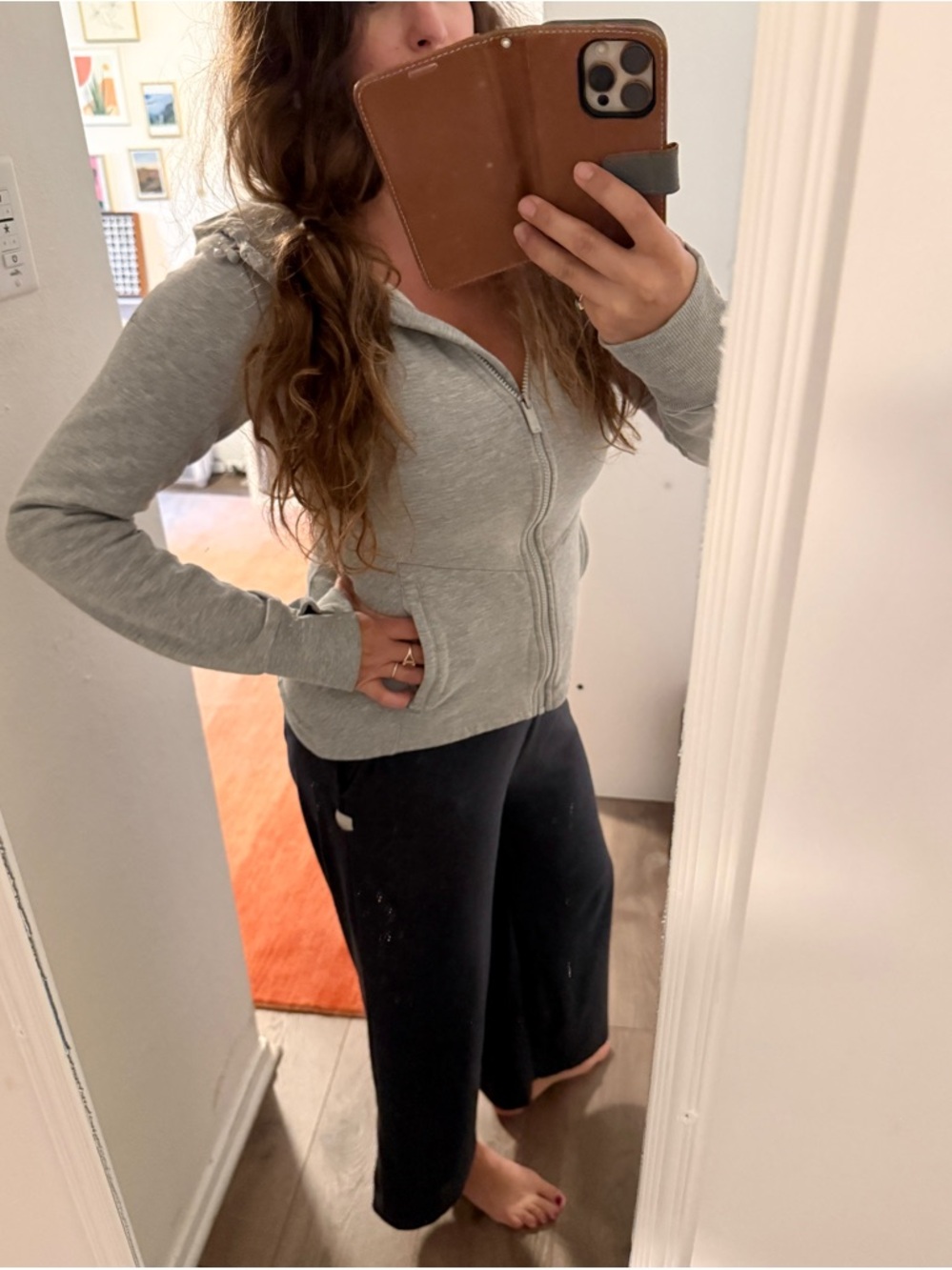 ALO Yoga Heather Gray Hooded Zip-Up Jacket - Picture 3 of 4